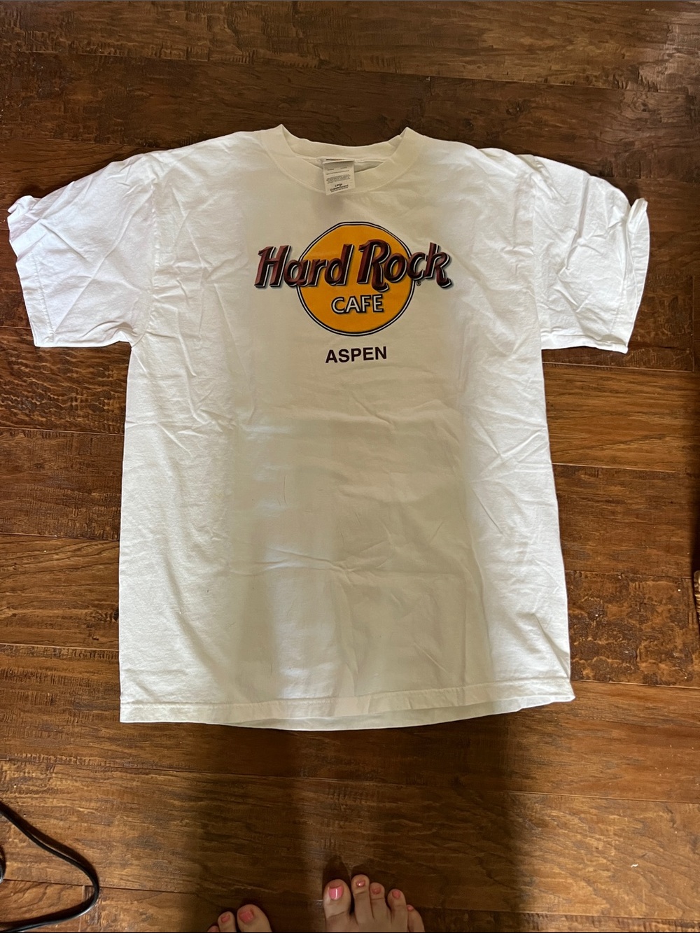 Hard Rock Cafe White T-Shirt with Yellow Logo